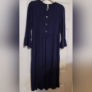 Navy Blue Dress with Bell sleeves NWOT